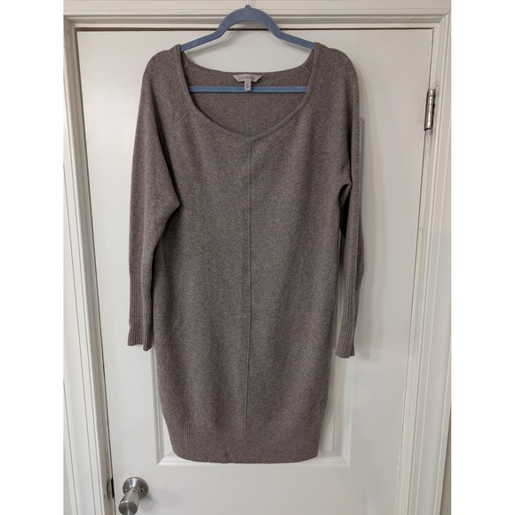 Athleta Cashmere Adi Maura Scoop Neck Sweater Dress tan Brown Medium athleisure - Picture 2 of 8